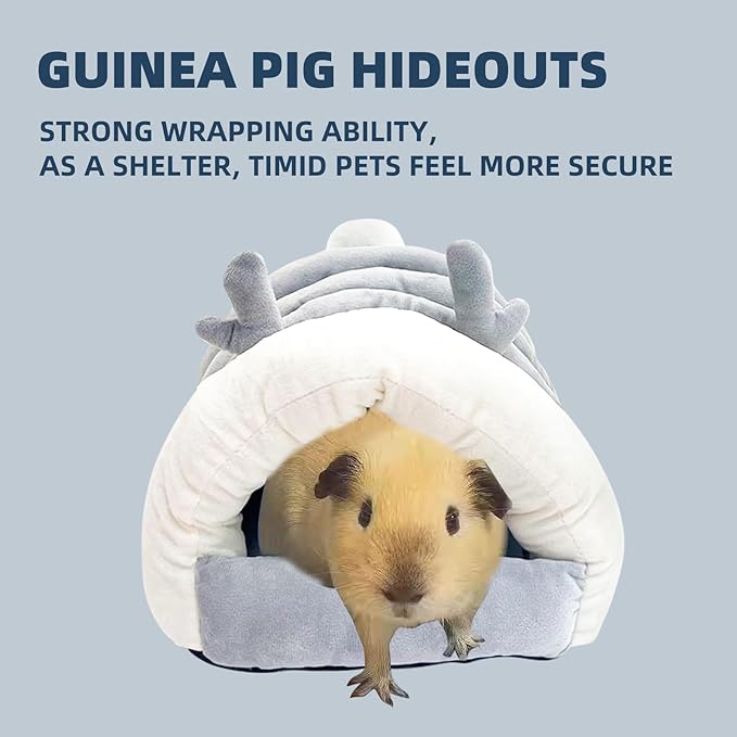 Guinea Pig Hideout, Warm Bed for Guinea Pig,Rabbits, Chinchillas, Cozy Small Animal Winter Shelter (Gray, Medium)