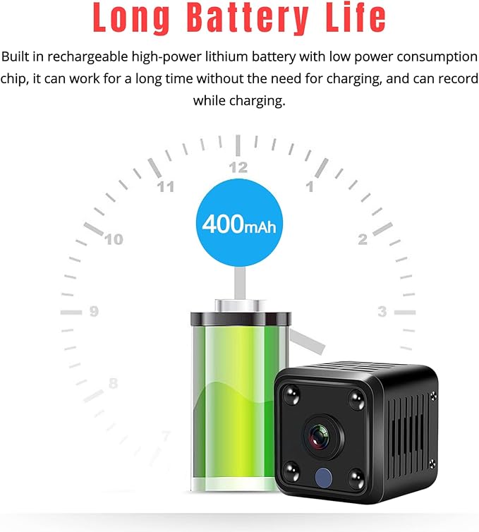 Yunseity 1080P Mini Security Camera, Auto Night Vision Motion Detection Surveillance Camera, Loop Recording & SD Card Storage Indoor Outdoor Camera for Baby Pet Nanny