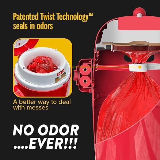 Red Rocket Pets Dog Poop Trash Can Doggy Twist'R, Odor Free Dog Waste Disposal System for Outdoor and Indoor (Medium)