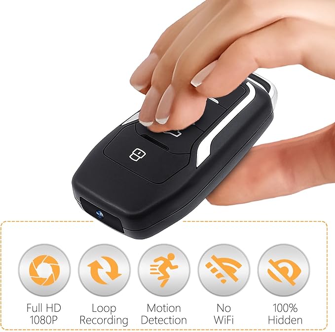 Portable Car Key Style Mini Camera, 64GB Body Cam,1080P HD Motion Detection Recorder, USB Charging for Home & Personal Property Safety