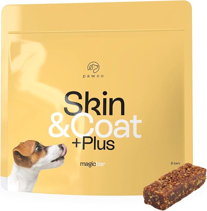Pawco Magic Bar Skin & Coat Treat – High Protein Peanut Butter Dog Biscuit – 8-Pack – Healthy Snack Made with Natural Ingredients: Peanut Butter, Pumpkin, Sweet Potato, and Apples