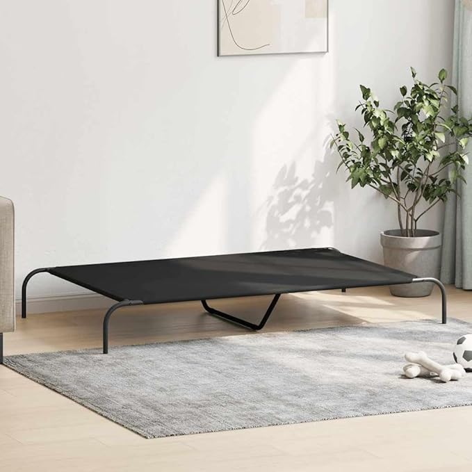 Elevated Dog Bed for Large Breeds, Heavy Duty Raised Pet Cot with Breathable Oxford Fabric and Powder-Coated Steel Frame, Indoor Outdoor Cooling Bed for Dogs up to 150 lbs, 59.1 x 35.4 inches