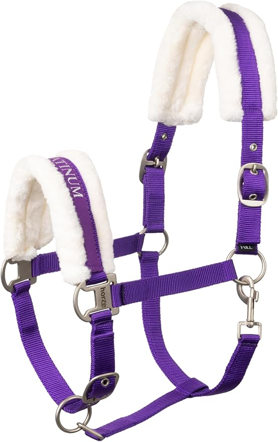 HORZE Howard Soft Fleece Padded Adjustable Polyester Horse Halter - Purple - Cob