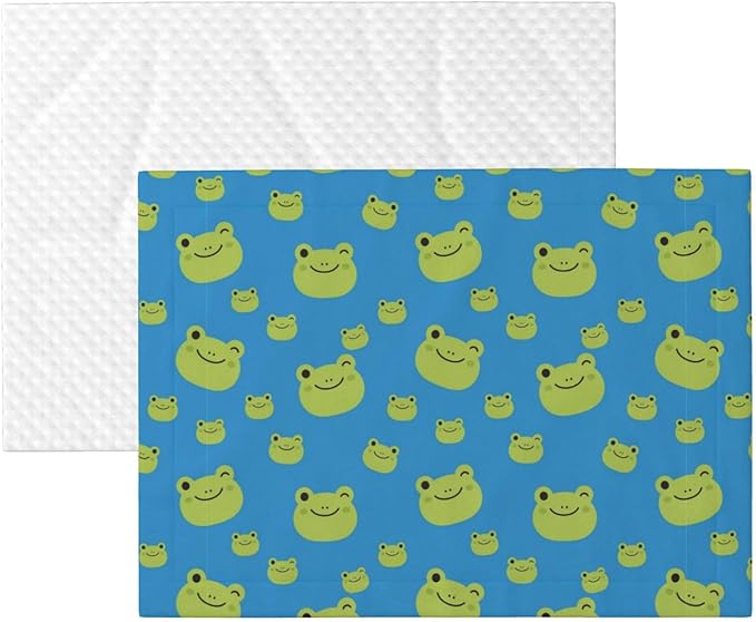 Two Sided Plush Pet Blanket for Crates Carriers Home Use, Colorful Pattern Adorable Frog Face Pattern, Reversible Throw with Cozy Dot Fabric and Silky Reverse for Small Large Pets