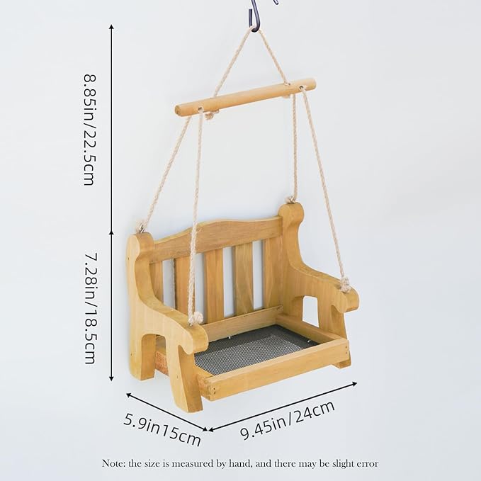 GDYOOSHOW Set of 2 Regency Porch Swing Bird Feeder Cedar Bench Shaped Squirrel Feeder for Outside Draining Metal Mesh Base (Light Yellow 2pcs)