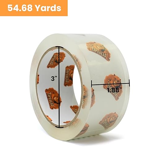 TAPEBEAR Storage Packaging Tape - 72 Rolls, Super Clear 2.7mil x 1.88" x 55 Yards Packing Tape Heavy Duty Refills, Transparent, Long Lasting for Storage and Packing, 3960 Total Yards