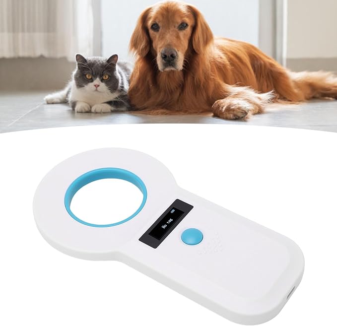 BRRNOO Microchip Scanner, Pet Microchip Scanner Pet ID 134.2KHz 125KHz Chip Rechargeable Animal Card Reader with Storage Function for Pets