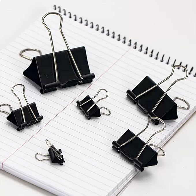 Binder Clips Paper Clamps 300 Pack Assorted Sizes (Black), Jumbo, Large, Medium, Small, Mini and Micro,6 Sizes for Office, School and Home