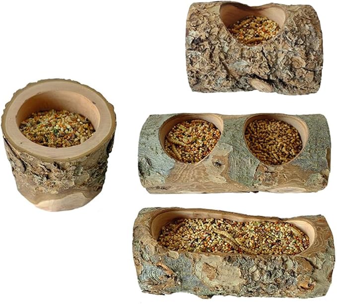 Apple Wood Feeding Bowl for Small Animals, Food Dish for Hamster, Guinea Pig, Chinchilla Rat Gerbils