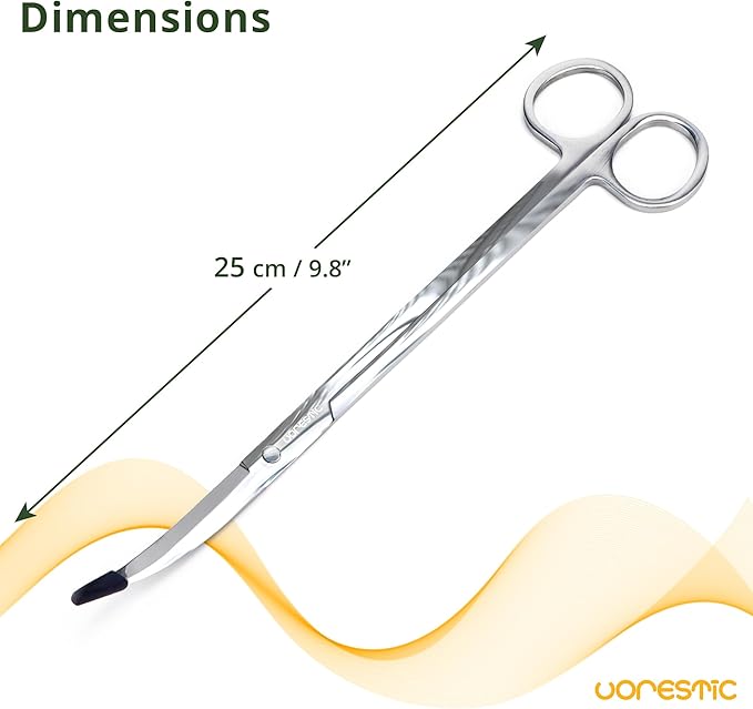 VORESTIC Long Aquarium Scissors for Plants 9.8 inches, Aquascaping Scissors Curved, Aquarium Plant Trimmer, Aquascape Tools, Terrarium Tools for Plants