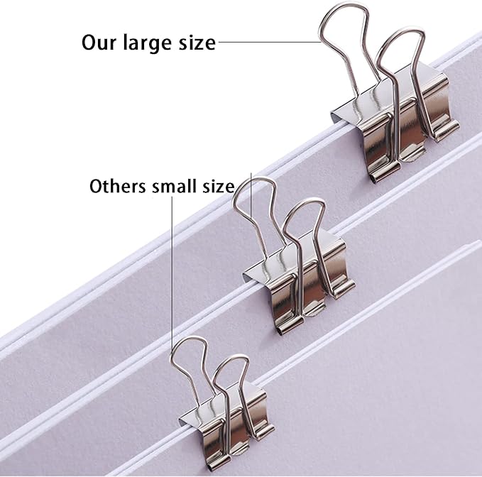 Extra Large Binder Clips 2 Inch (40 Pack), Big Paper Clamps for Office and Home Supplies, Silver