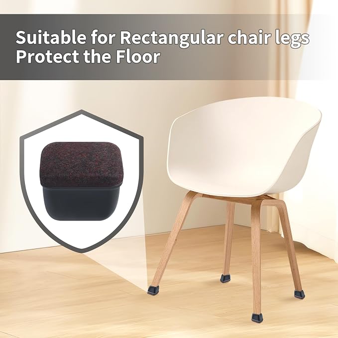 Ezprotekt 8 Pcs Rectangle Black Felt Chair Leg Floor Protectors
