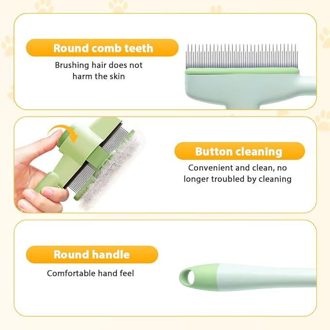 Pet Hair Removal Comb, 2025 New Flea Comb, Multifunctional Grooming Brush for Home Use, Portable Shedding Brush for Pet Owners (Blue+Yellow)