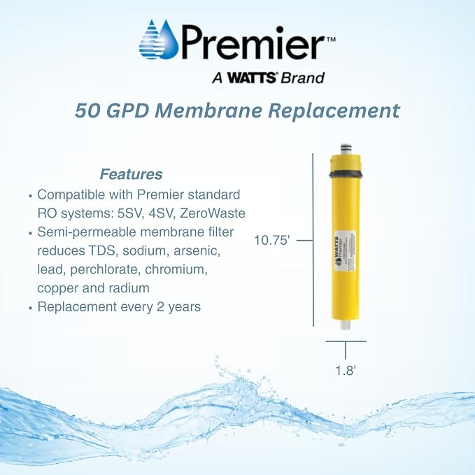 Watts Premier RO Water Filter 50 GPD Semi-Permeable Membrane Replacement