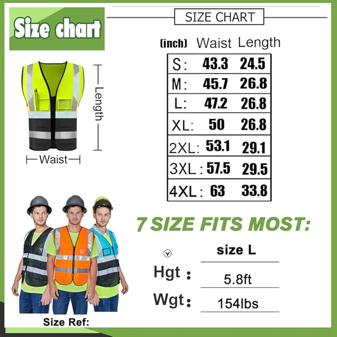 YOWESHOP High Visibility Safety Vest Custom Your Logo Protective Workwear 5 Pockets With Reflective Strips Outdoor Work Vest (M, NavyBlue Luminous)
