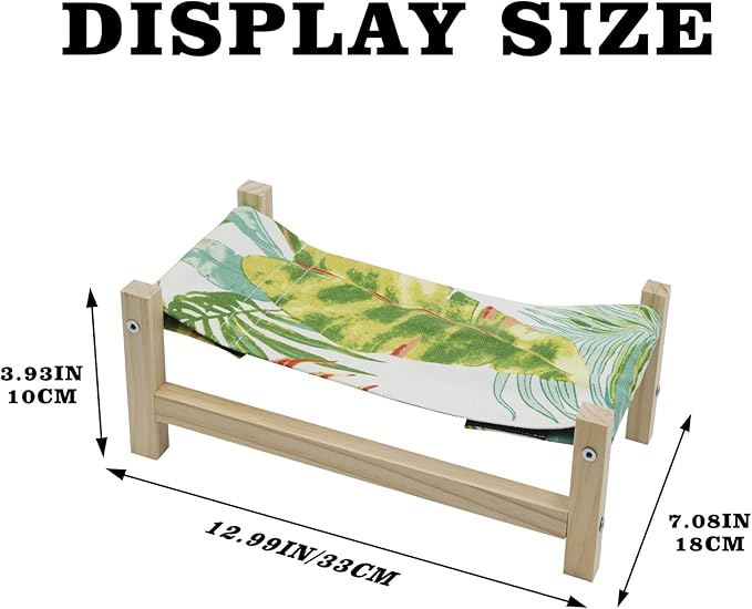 Bearded Dragon Bed, Wooden Reptile Sleeping Hammock, Bearded Dragon Tank Accessories, Habitat Accessories for Leopard Gecko Snake Lizard or Other Small Animal, Large