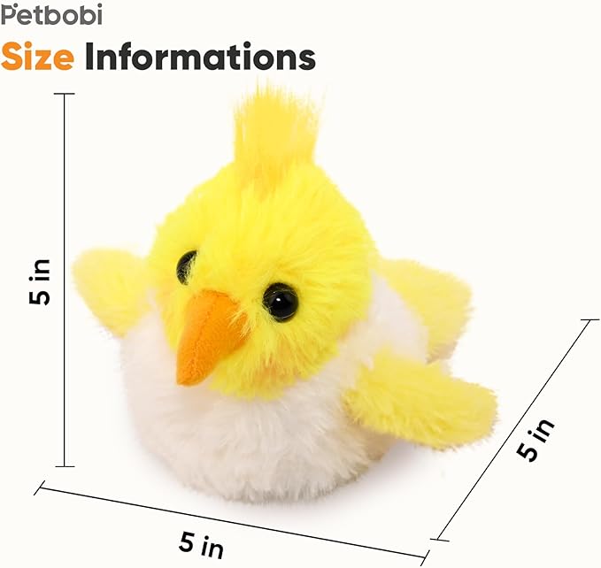 Petbobi Cat Toys Flapping Bird– Interactive Bird Cat Toy with Flapping Wings and Chirping Sounds, USB Rechargeable Motion-Activated Catnip Toy for Indoor Cats & Kittens (Non-Flying)