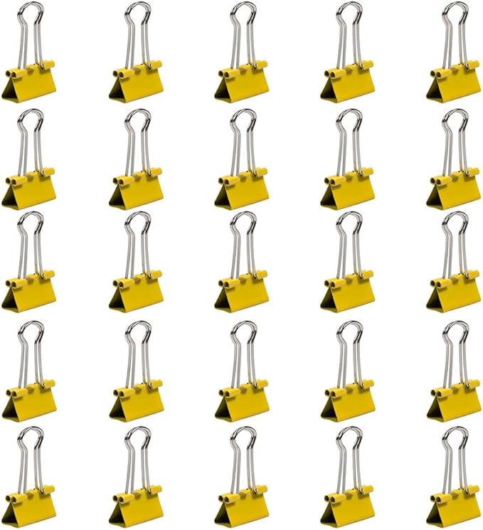 JAM PAPER Colorful Binder Clips - Small - 3/4 Inch (19 mm) - Yellow Binderclips - 25/Pack