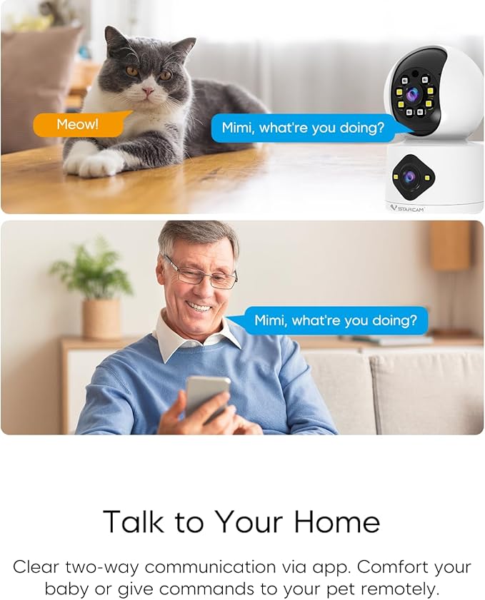 VSTARCAM 2K+2K Cameras for Home Security Indoor, Dual Cameras, 360° Pan-Tilt, Color Night Vision, Motion Detection, Real-time Alerts, 2-Way Audio, Works with Alexa,Cloud & SD Card Storage(up to 256GB)