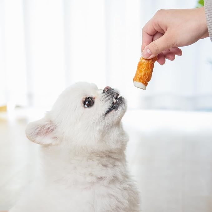 MON2SUN Dog Treats, 2.5 Inch Chicken Wrapped Rawhide Rolls, Teeth Cleaning Chews with High Protein for Small Dogs, 10.6 oz (16 Count - Pack of 1)