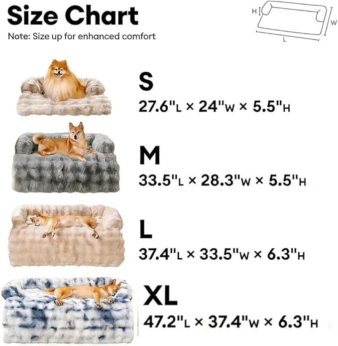 Dream Cloud Pet Sofa Bed for Dogs Cats, 2026 Washable Removable Calming Fluffy Plush Mat for Furniture Protector, Long Fur Non-Slip, for Small/Medium/Large Home Pets (Coffee, XL: 47.2 * 37.4IN)