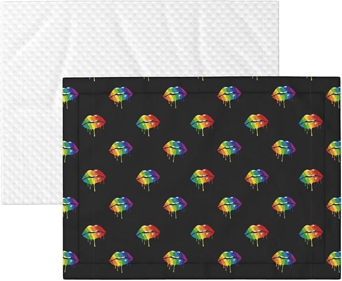 Reversible Pet Blanket for Easy Cleaning Maintenance, LGBT Gay Homosexual Lesbian Rainbow Lips Pride, Double Sided Plush Dot Design Means Double Use Between Washes for Convenience