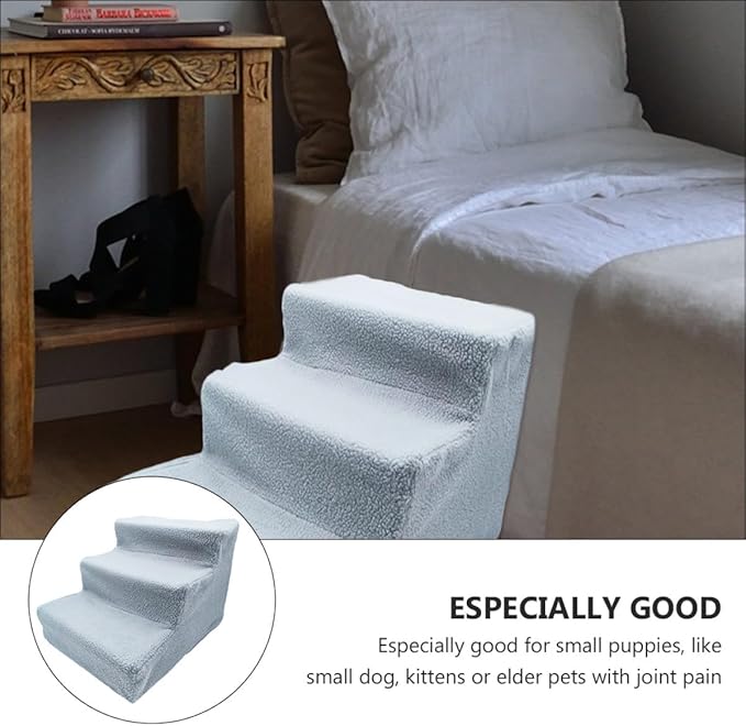 Pet Ladder Dog Stairs Cat Steps Ramp Gray Non-Slip Pet Climb Ladder for Beds and Furniture Suitable for Puppies and Small Dogs