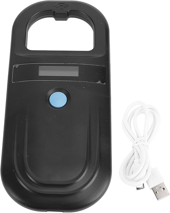 Diydeg Pet Microchip Scanner, Rechargeable EMID FDX B Portable Pet Chip Scanner with OLED Display, 134.2KHz, 128 Sets of Data, Microchip for Animal, Pigs, Dogs, Cats (Black)