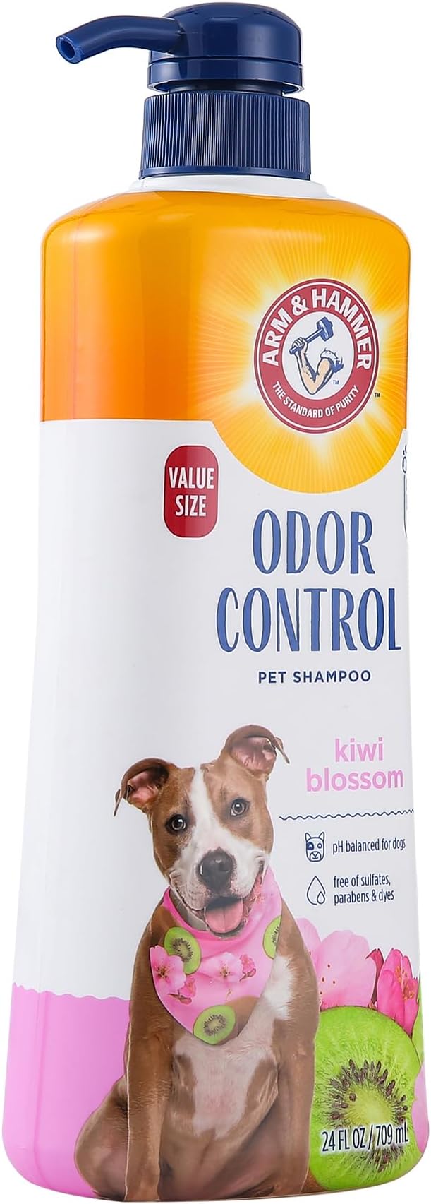Arm & Hammer for Pets Odor Control Pet Shampoo, Value Size Bottle with Pump | Odor Eliminating Dog Shampoo | Great for All Dogs & Puppies, Fresh Kiwi Blossom Scent, 24 oz