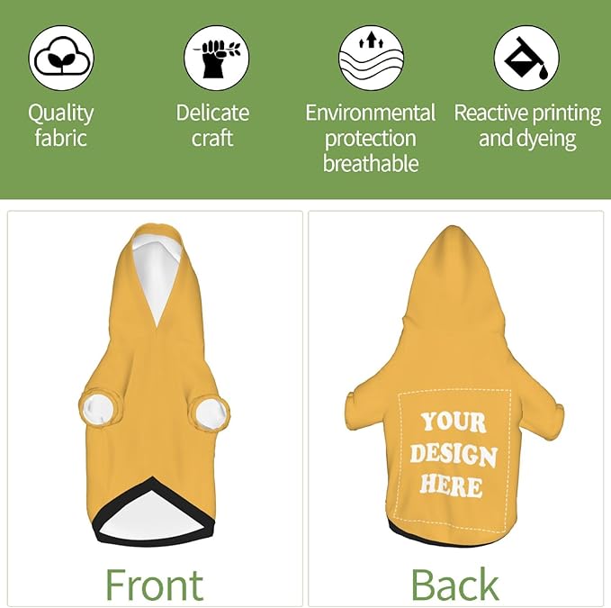 Dog Costume, Custom Dog Hoodie, Dog Name Costume Holiday Pet Pajamas Outfit, Personalized Pet Coat Costumes for Small Medium Large Dogs and Cats for Winter, Gold, XL