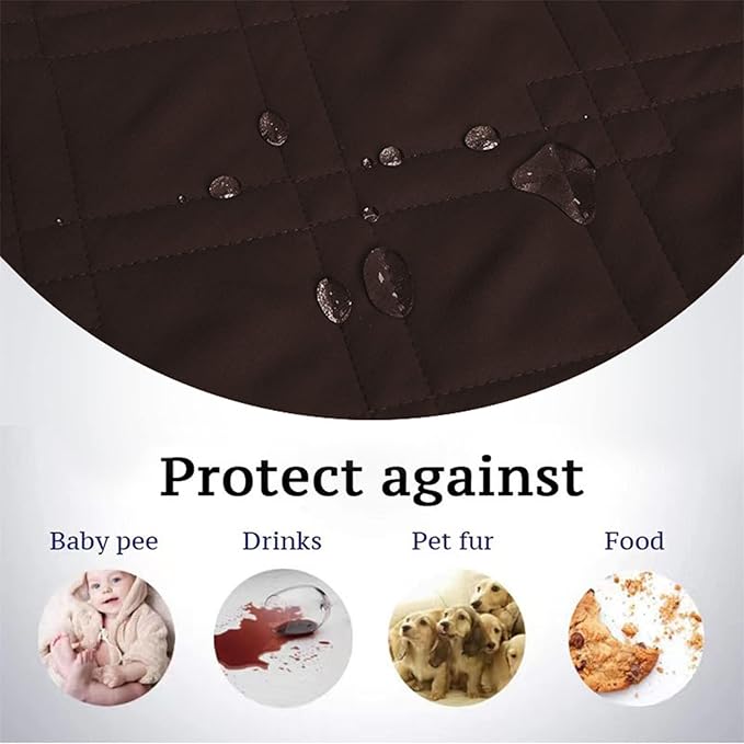 Dog Bed Cover Waterproof Microfiber Quilted Mattress Cover Pet Mat Silicon Non Slip 9 Size Furniture Protectors for Bed Sofa Couch (76 x 127 cm/30 x 50 in,Brown)