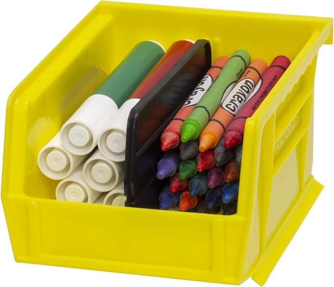 Akro-Mils 30210 AkroBins Plastic Storage Bins, Space-Saving Stackable Bins for Garage, Pantry, Craft Organization, 5-" x 4-" x 3-", Yellow, 24-Pack