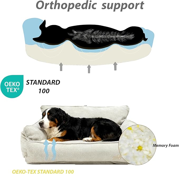 Washable Dog Bed,Memory Foam Dog Bed,Medium Size Dog Bed with Cover,Waterproof,M(23.5"x15.5"x13.5")