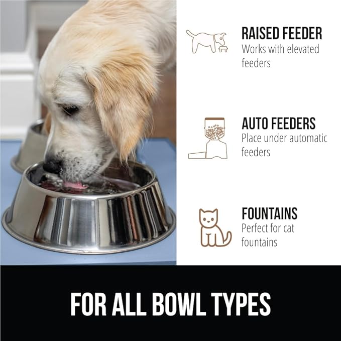 GORILLA GRIP 100% Waterproof Raised Edge BPA Free Silicone Pet Feeding Mat, Dog Cat Food Mats Contain Spills Protects Floors, Placemats for Cats and Dogs Water Bowl, Pets Accessories 32x24 Blue