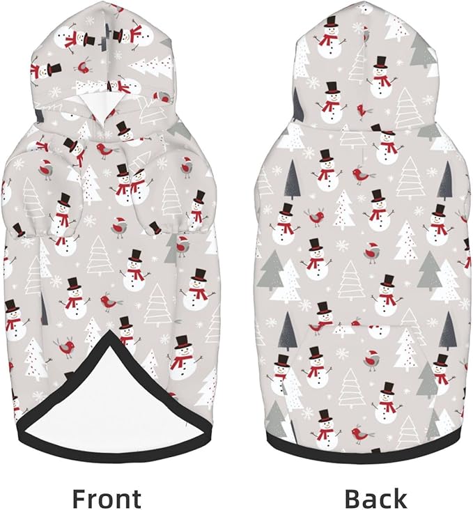 Christmas Gray Snowman Hoodie,Christmas Cosplay Dog Clothes with Pocket and Hat Winter Clothes Sweaters X-Small