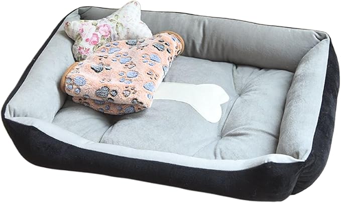 Orthopedic Dog Bed, Non-Slip Washable Plush Cushion, Thick Warm Sleeping Mat, Pet Furniture for Puppy Cat Home Apartment Winter Fall, Supportive Comfort for Restful Sleep