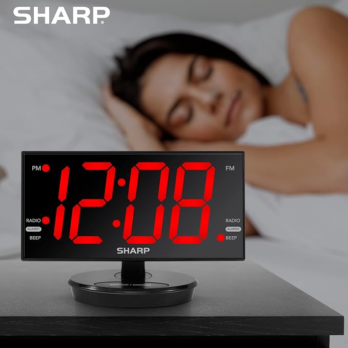 Sharp Digital Alarm Clock, 8.9" Extra Large LED Clock