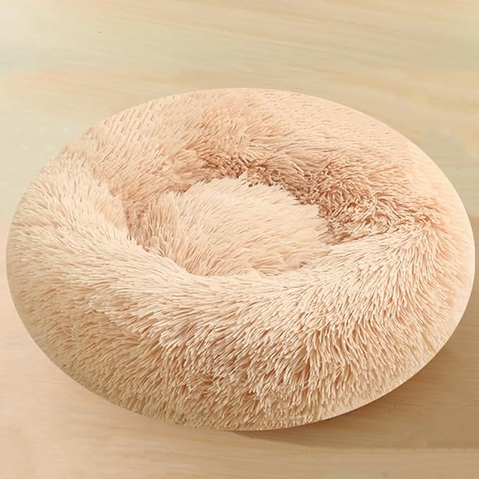 Calming Donut Dog & Cat Bed, 36 Inch Round Fluffy Dog Beds for Small Medium Large Dogs and Cats Anti-Anxiety, Puppy Bed, Washable Round Cozy Soft Pet Bed (Yellow)