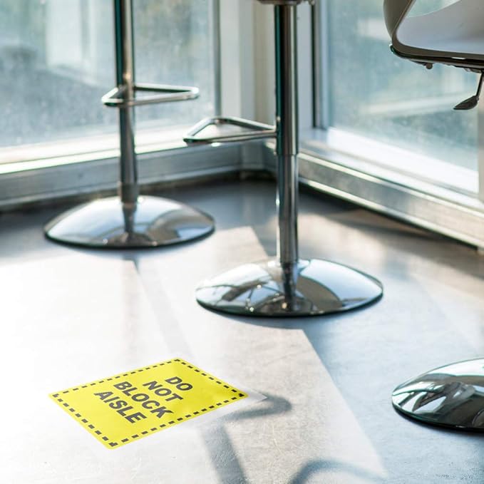 Do Not Block Floor Decals Aisle Yellow Anti-Slip Vertical Shape Lifestyle Industrial Door Signs Stickers 24Inches Longer Side