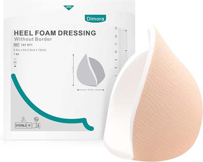 Dimora Heel Foam Dressing, Non-Adhesive Hydrophilic Pads, Highly Absorbent 5.5 x 4 in Pack of 5 Waterproof Dressing for Wound Care
