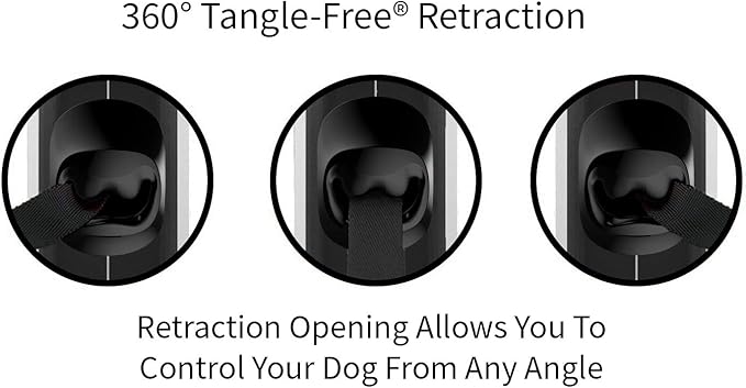 TUG 360° Tangle-Free Retractable Dog Leash with Anti-Slip Handle | 16 ft Strong Nylon Tape | One-Handed Brake, Pause, Lock (Small, Blue)