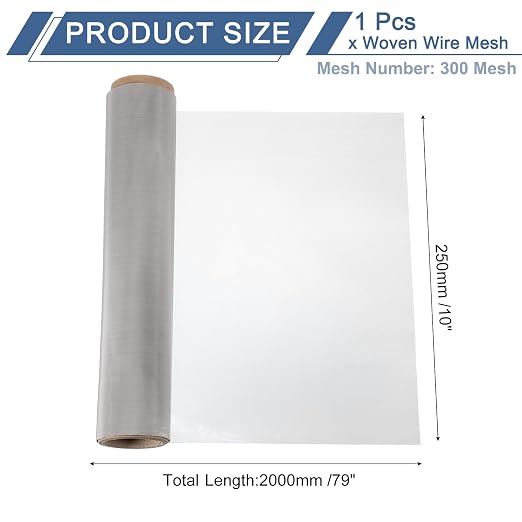 uxcell 300 Mesh 79" x 10" Woven Wire Mesh, 316 Stainless Steel Air Vent Filter