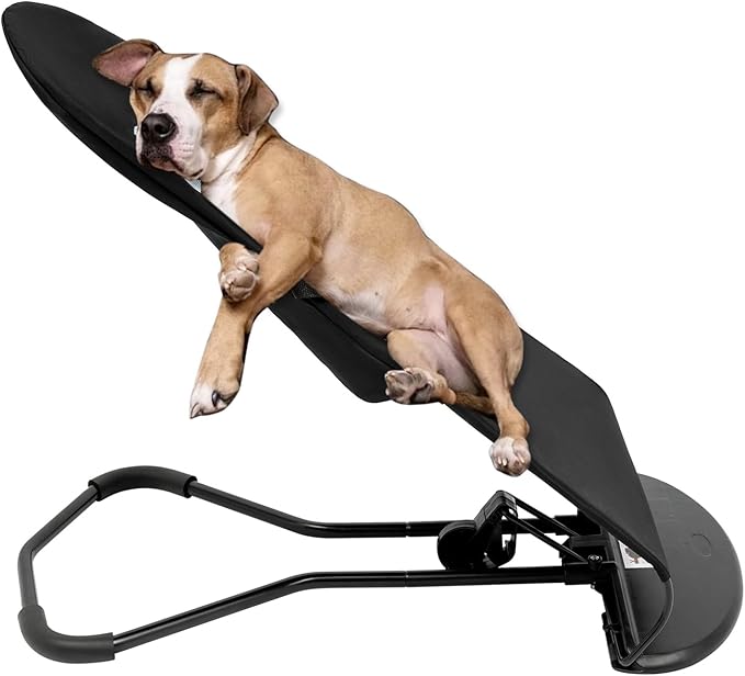 Pet Rocking Chair, 3-Level Height Adjustable Small Pet Rocker,Portable Foldable Rocker Bed for Small Dogs and Cats with Washable Cover, 33Lbs Weight Capacity, No Assembly Required (Black)