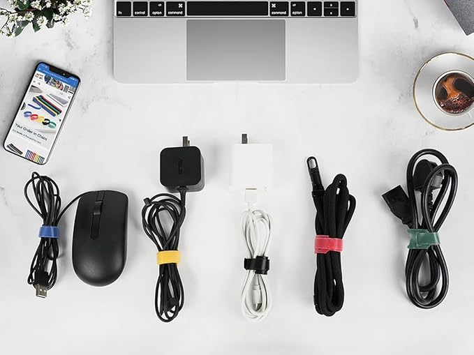 150PCS 8 Inch Reusable Cable Ties Wire Ties Cord Organizer Cable Organizer Adjustable Cable Management Black
