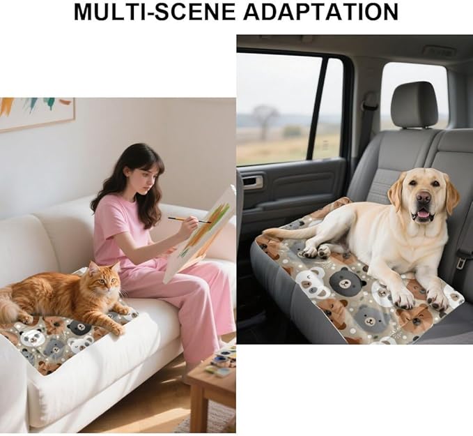 Bear Faces Cute Machine Washable Dog Bed Dog Mats for Crates Pet Carrier Pad Crate Bed Washable Non-Slip for Crate Small Dogs Mat Sleep Indoor Outdoor 36X24 Inch
