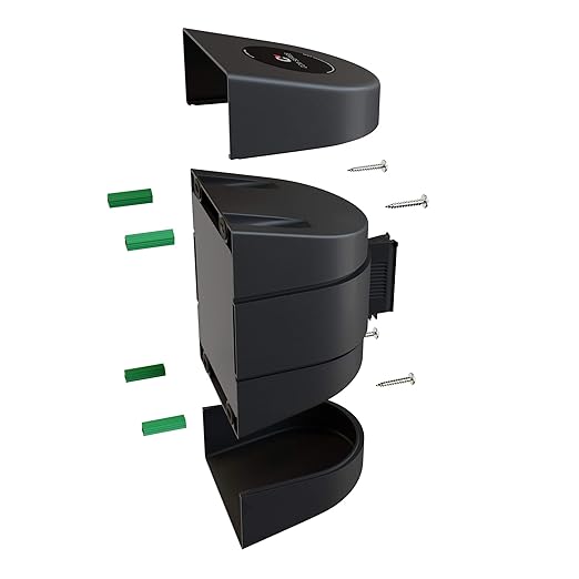 Crowd Control Warehouse - CCW Series WMB-230 Fixed Wall Mount Retractable Belt Barrier - 30 Foot, Caution Do Not Enter Belt with Black ABS Case