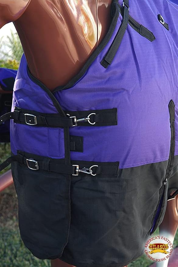 HILASON 1200D Winter Waterproof Poly Horse Turnout Blanket Belly Wrap Purple | 81 in