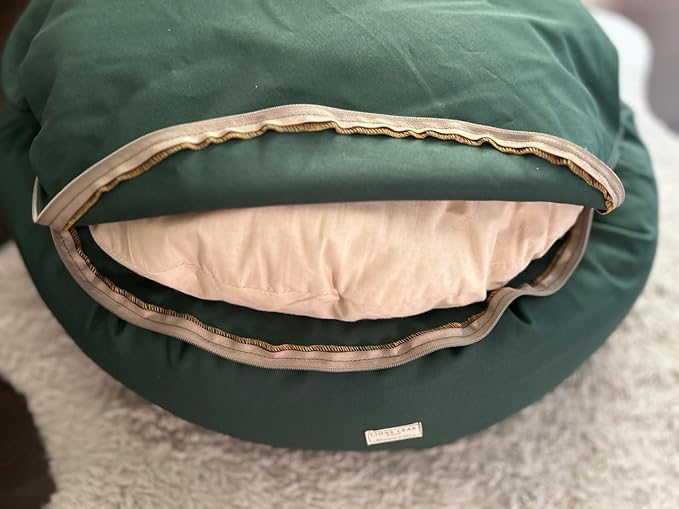 Organic Cotton Canvas Dog Bed: Removable Cover, Natural Fill - Made in USA (Sage Green, X Small 18" x 6" inches)