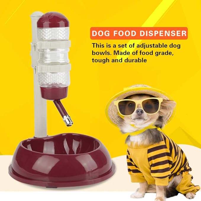 5 pack Dog Water Bottle Bowl,Automatically Feeding Water Height Adjustable Dispenser for Dog Cat(Brown)