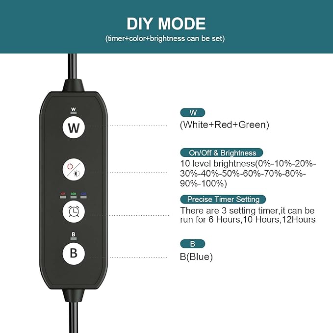 Led Aquarium Light with Timer, Submersible Aquarium Plant Light, Fish Tank Light with Auto On/Off, 3 Lighting Modes, Adjustable Brightness (7 inch for 7.8-17inch Planted Tank), 5W